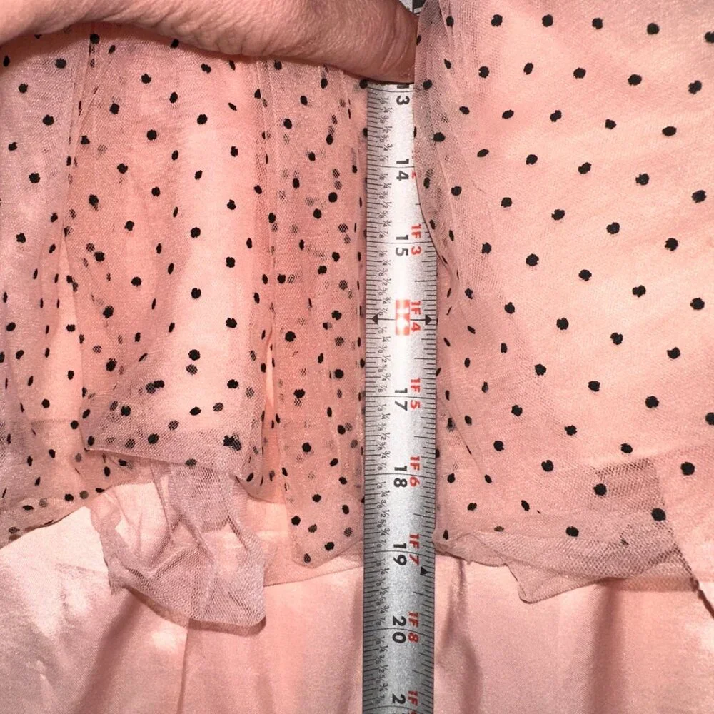 Trish Scully PEACHY PINK polkadot Tulle Party Flower Girl Dress Sz 2T HIGH-LOW 2
